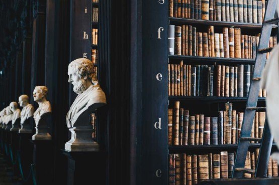 an old historic library with natural light from large windows